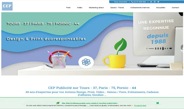 image site web ecoresponsable de CEP-Publicité géré par un prestataire à proximité de la-limouziniere 44310