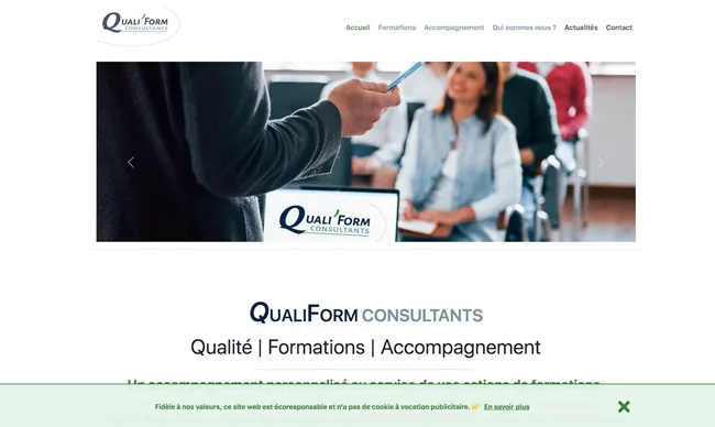 image site web ecoresponsable qualiform consultants réalisé par un prestataire présent en Loire-Atlantique